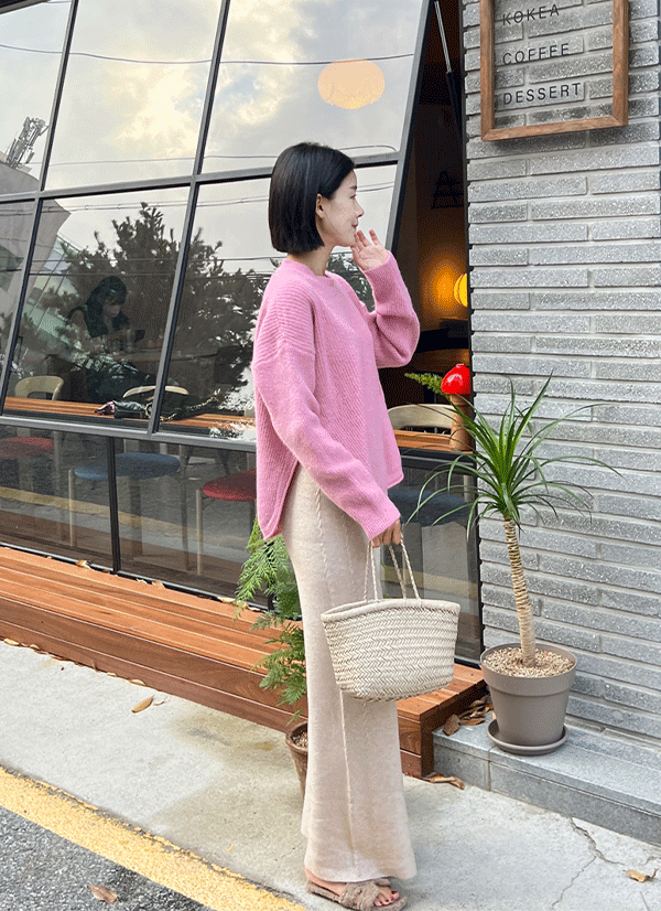 *Popular* String Twisted Doughnut Patterned Knit Pants (Half-Gown Run)